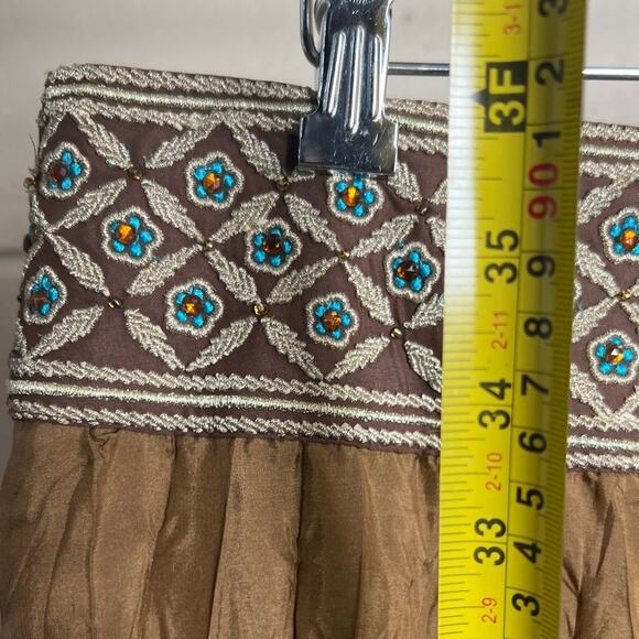 Kenar Size 12 100% Silk long Skirt Brown Beaded Stone - Picture 3 of 4